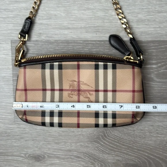 Burberry Haymarket Check Clara Pochette in Chocolate | EUC - Picture 8 of 12